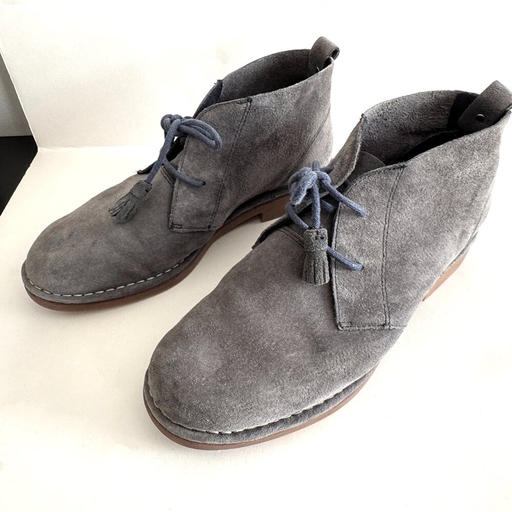 Hush Puppies Cyra Catelyn Desert Bootie Grey Blue Suede Lace Up Chukka Boots 9
